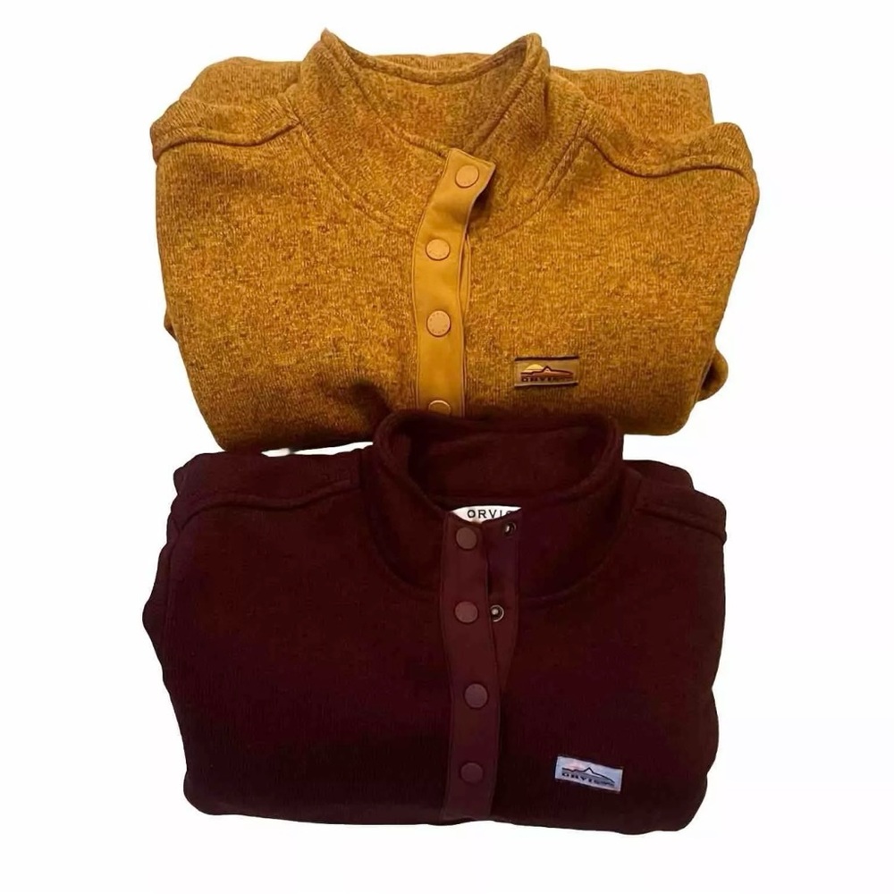 2x (Two) Orvis Quarter Snap Fleece Pullover Sweaters – XL